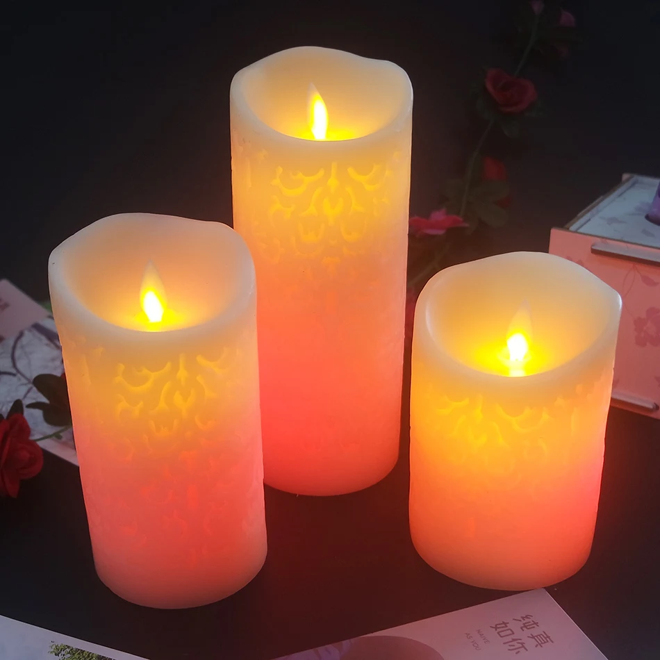 Bezdrôtový elektronický LED Sviečka s RGB Diaľkové Ovládanie,Vosk Pilier Sviečka pre Svadobné,Vianočné Dekorácie/izba nočné svetlo