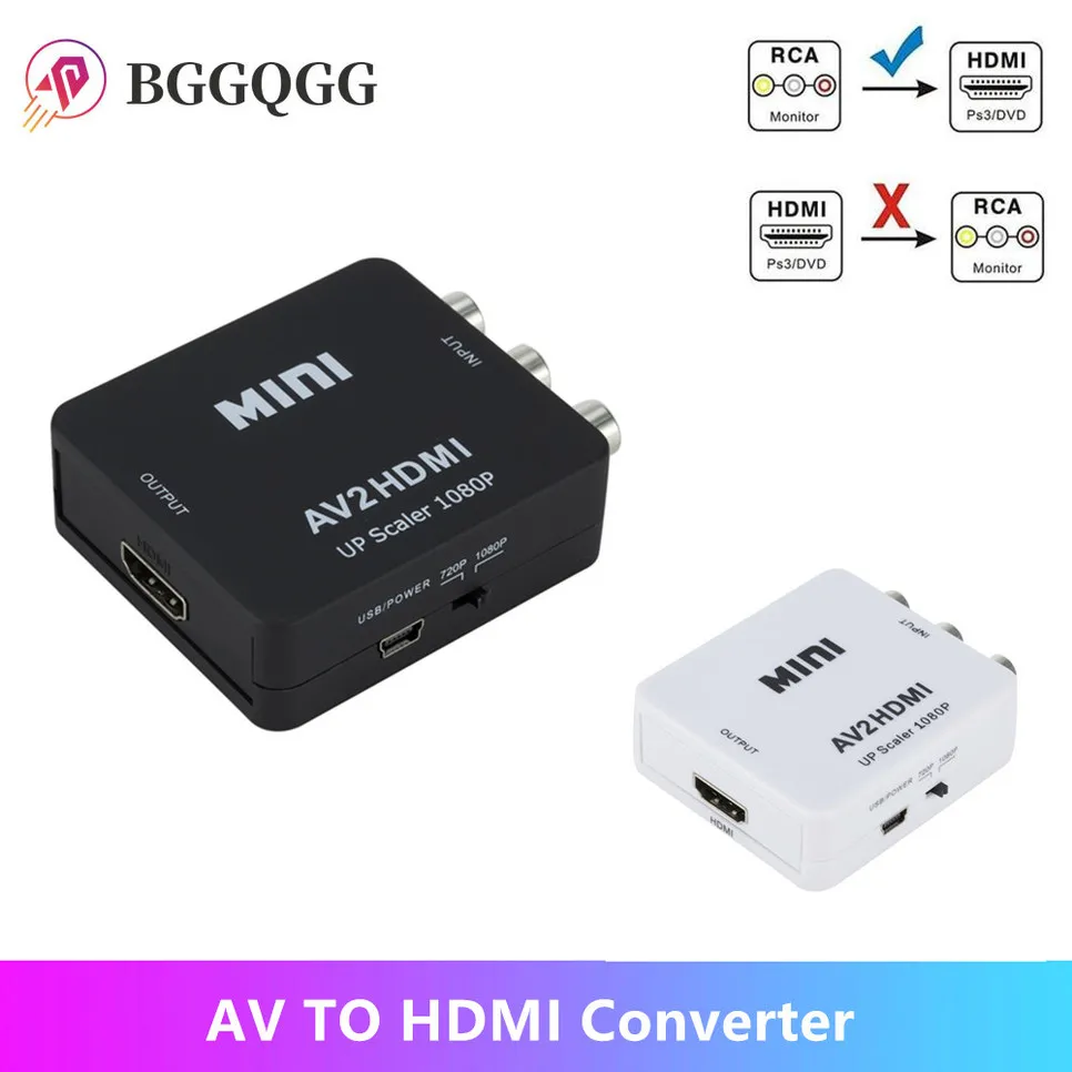 BGGQGG Najnovšie Full HD Mužov a Žien RCA AV HDMI Prevodník Adaptér Mini Kompozitné CVBS HDMI AV2HDMI Audio Prevodník