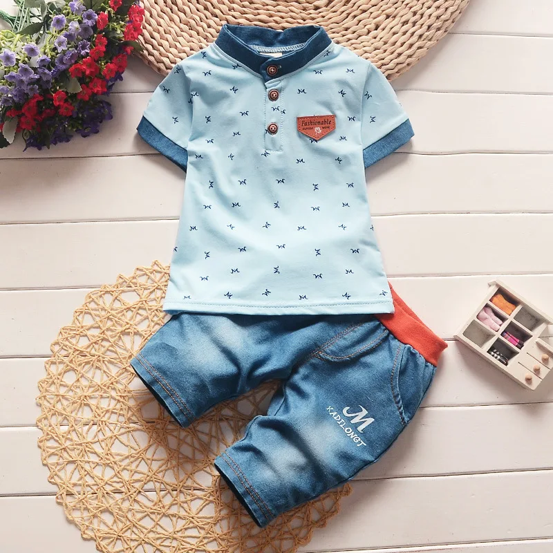 BibiCola dieťa boys letné oblečenie sady bewborn dieťa bežné t-tričko+krátke nohavice, 2 ks tepláky pre bebe chlapci dieťa športové oblek