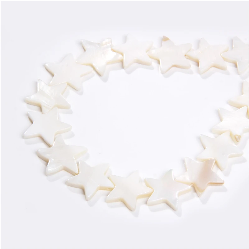 Biela Prírodná perleť Shell Päť-špicaté Hviezdy Pentagram Korálky Pre Šperky, Takže DIY Náramok, Náhrdelník Strand 15