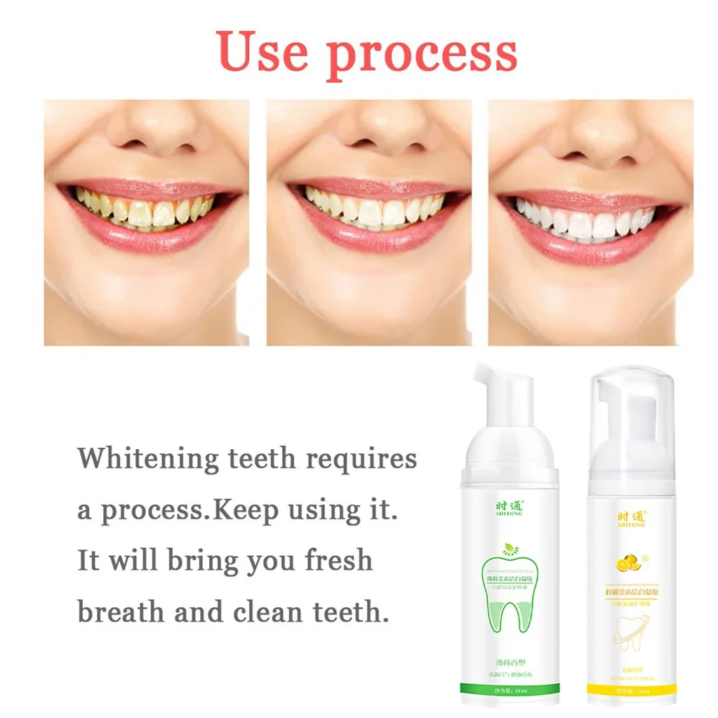 Bielenie zubov Čerstvé Svieti Zub-čistiaca Pena zubná pasta Ústna Hygiena Odstraňuje Plak Škvrny Zlý Dych Zubné Nástroj
