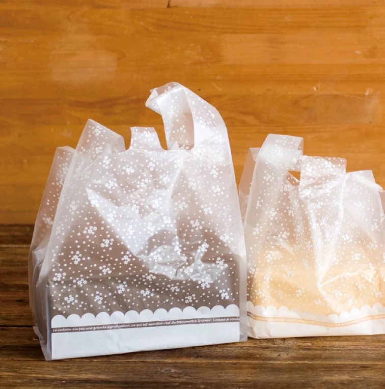 Biely Kvet, Plastové Darčekové Tašky, Plastové nákupné tašky ,Darčekové Balenie Tašky,Tote Bag 100ks/veľa