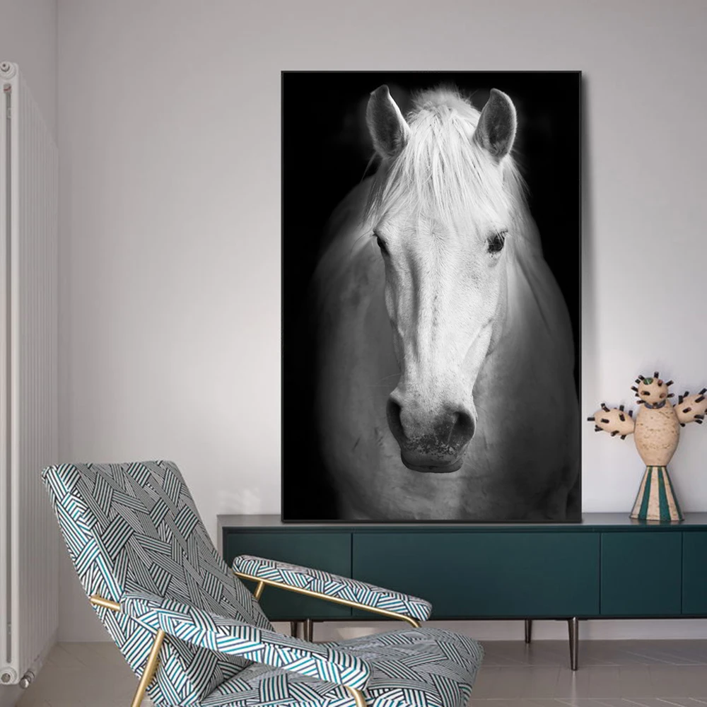 Biely Kôň Hlavu Plátno Art Obrazy Na Stenu Umenie Plagáty A Vytlačí Zvieratá Nordic Umelecké Plátno Obrázky Pre Obývacia Izba