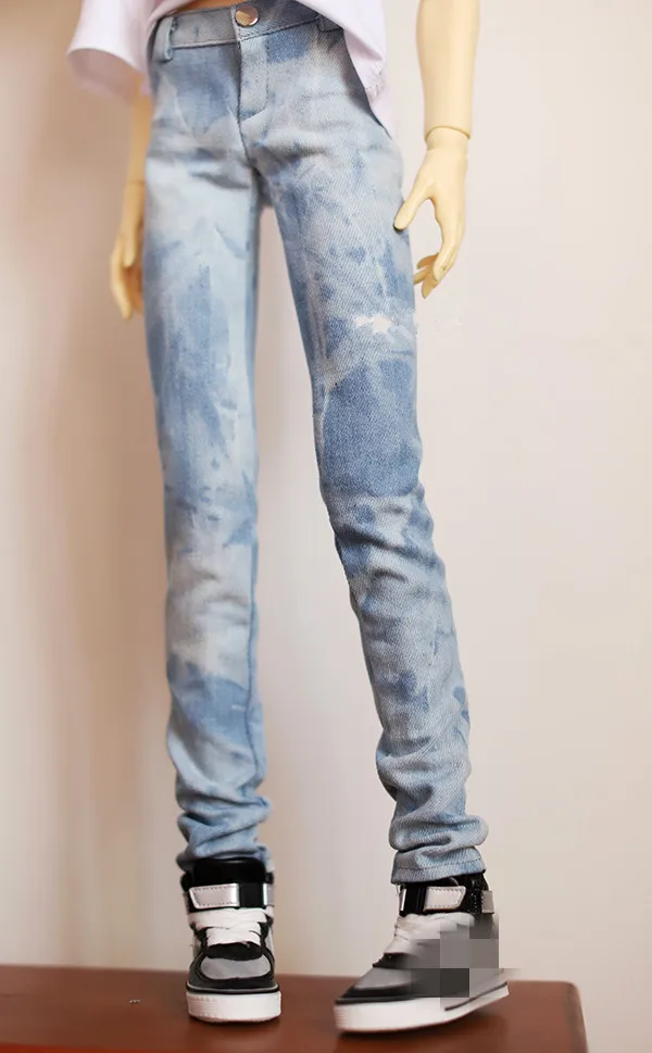 BJD šaty a nohavice vhodné na 1/3 1/4 Strýko MSD veľkosť strakatý kravatu-zafarbené svetlo modrá umývanie džínsy bábika príslušenstvo