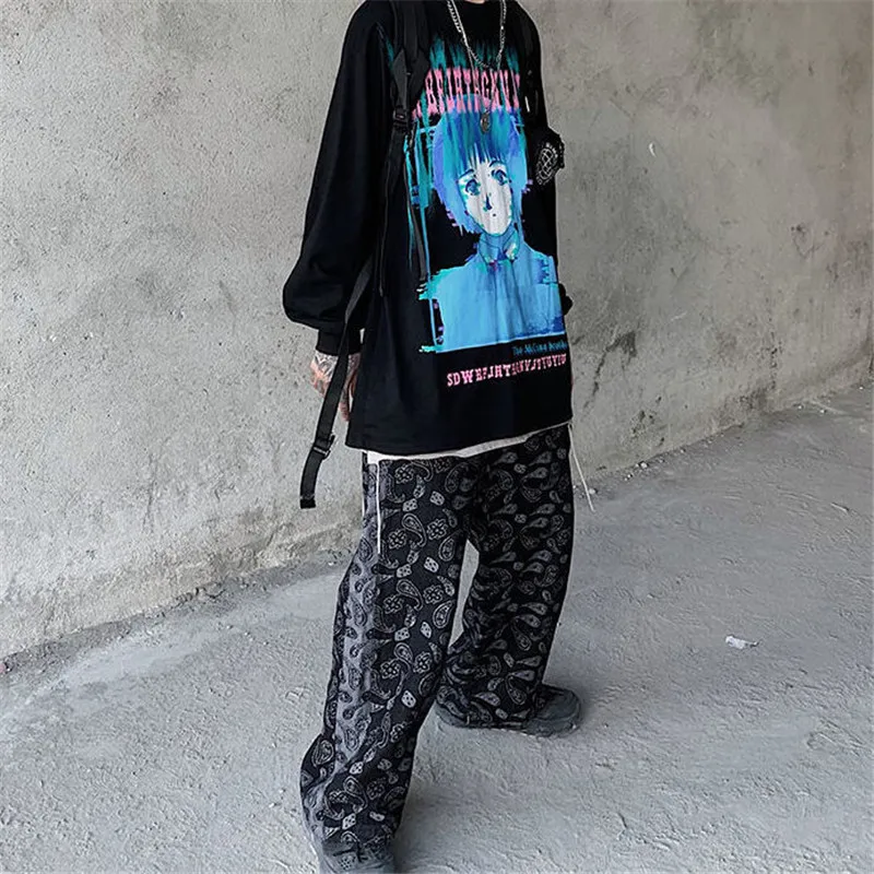 Black Gotický T Shirt Streetwear Pohode Pevné Tričko Harajuku Letné Topy Tees Jar Dlhým Rukávom High Street Voľné Japonsko T-Shirt