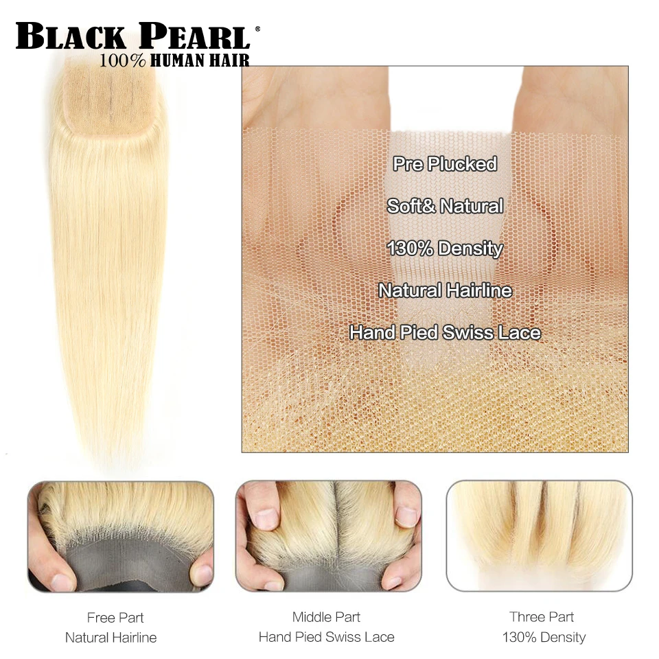 Black Pearl 613 Zväzky S Uzáverom Peruánskej Remy Rovno Ľudské Vlasy Honey Blonde Zväzky S Uzáverom Doprava Zadarmo