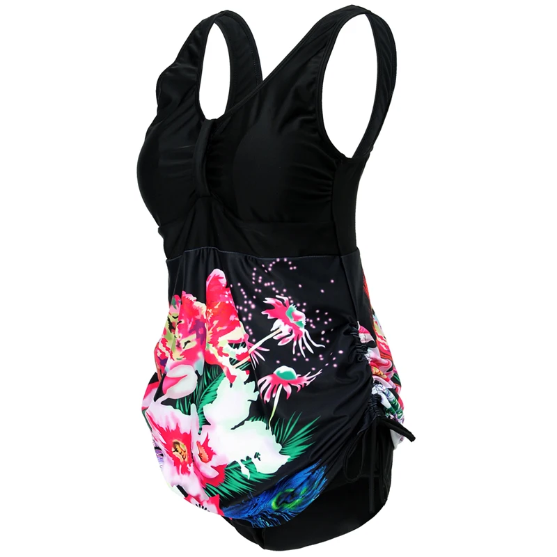 Blesskiss 4XL Plus Veľkosť Tankiny Plavky Ženy 2021 Vytlačené Kvetinový Retro jednodielne Plavky, plavky Plávať Šaty Biquini