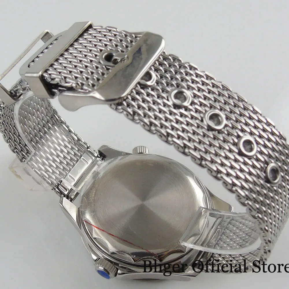 BLIGER Modrá 41mm Mužov Náramkové hodinky Automatický Pohyb rotačný Panel Dátum Okno Duševné Band