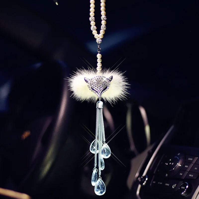 Bling Auto Závesné Príslušenstvo Pre Dievčatá Crystal Prívesok V Aute Spätné Zrkadlo Auto Výzdoba Interiéru Diamond Fox Luxusné Auto Prívesok