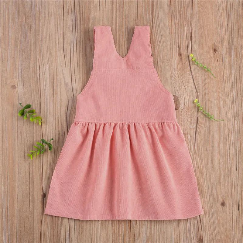 Blotona Batoľa Detský Letné Oblečenie Baby Girl Mini Retro Šaty Podväzkové Menčestrové Šaty-line Princezná Sukne S Vrecku 0-5Y