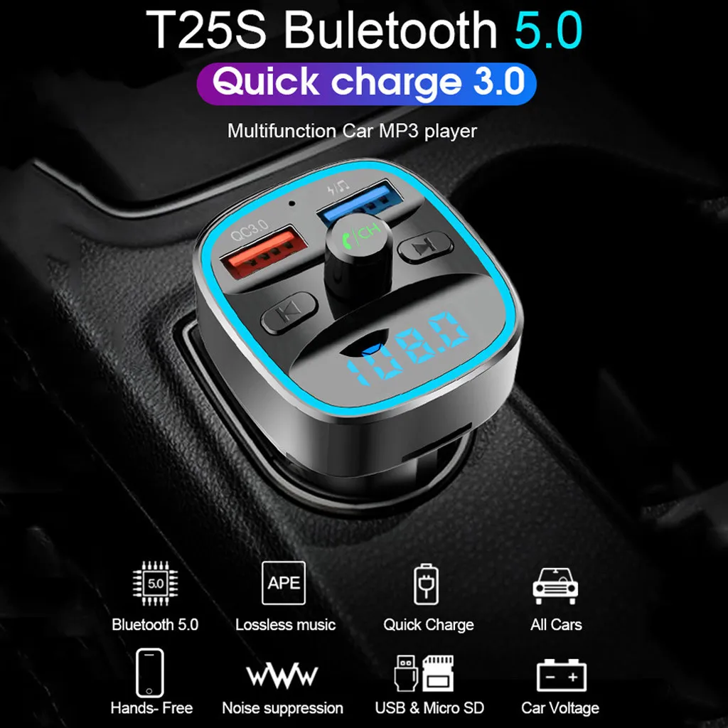 Bluetooth 3.0 FM Vysielač do Auta MP3 Modulátor Prehrávač, Bezdrôtové Handsfree, Audio Prijímač, Duálny USB Rýchlo Nabíjačka 3,0 A