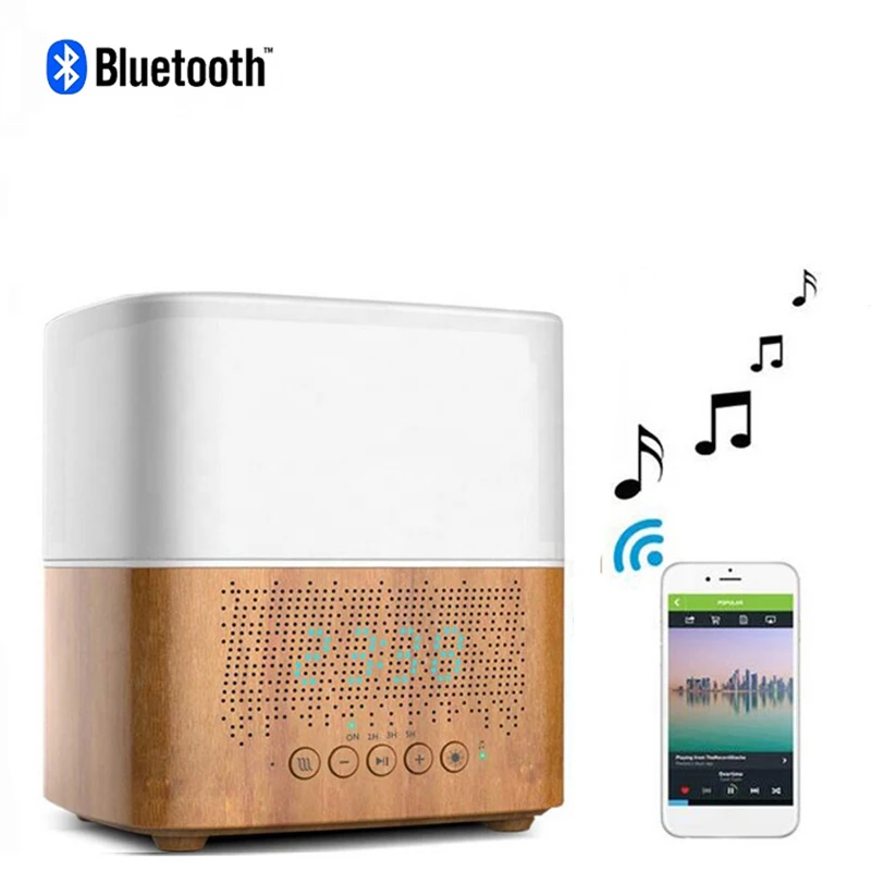 Bluetooth Aromaterapia Difúzor, 300 ml Hodiny DiffuserAroma Esenciálny Olej Difúzor Ultrazvukový Zvlhčovač Vzduchu Auto-off na Domácej