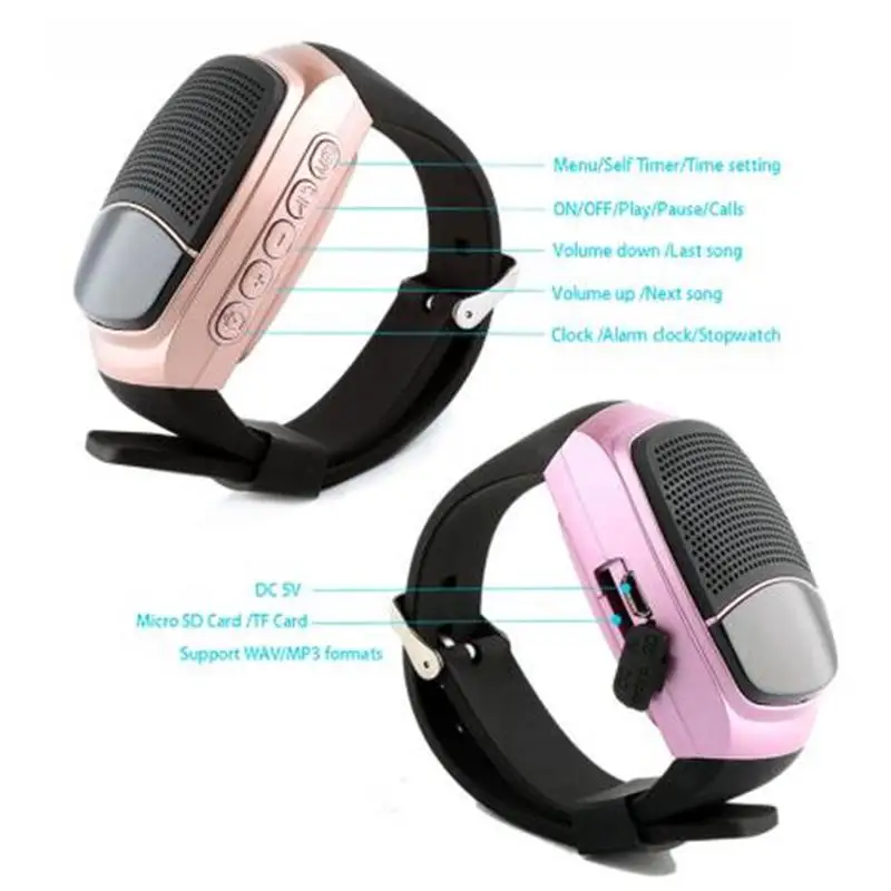 Bluetooth Reproduktor Šport Smart Hodinky B90 Hands-free Hovoru TF Karty, FM Rádio, samospúšť Bezdrôtových Reproduktorov Zobrazenie Času pre Beh
