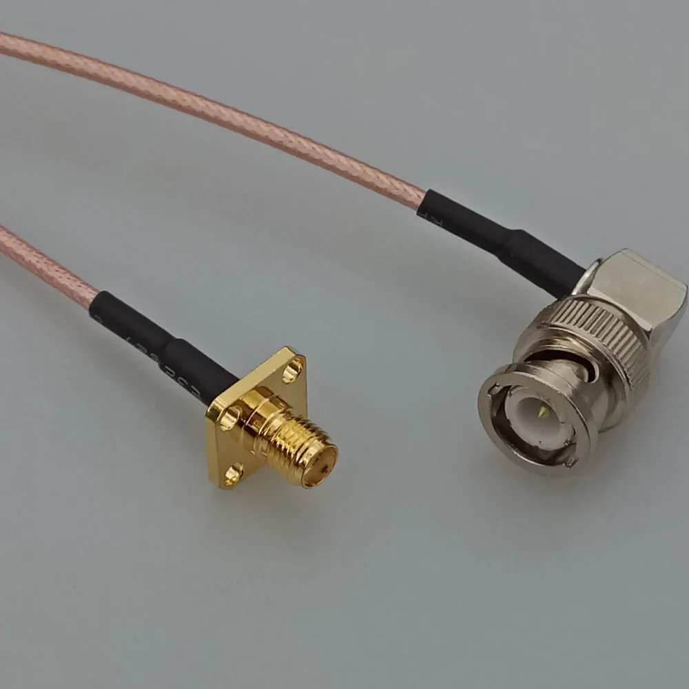 BNC samec pravý uhol konektor na SMA female panel mount jack adaptér 15 cm 6