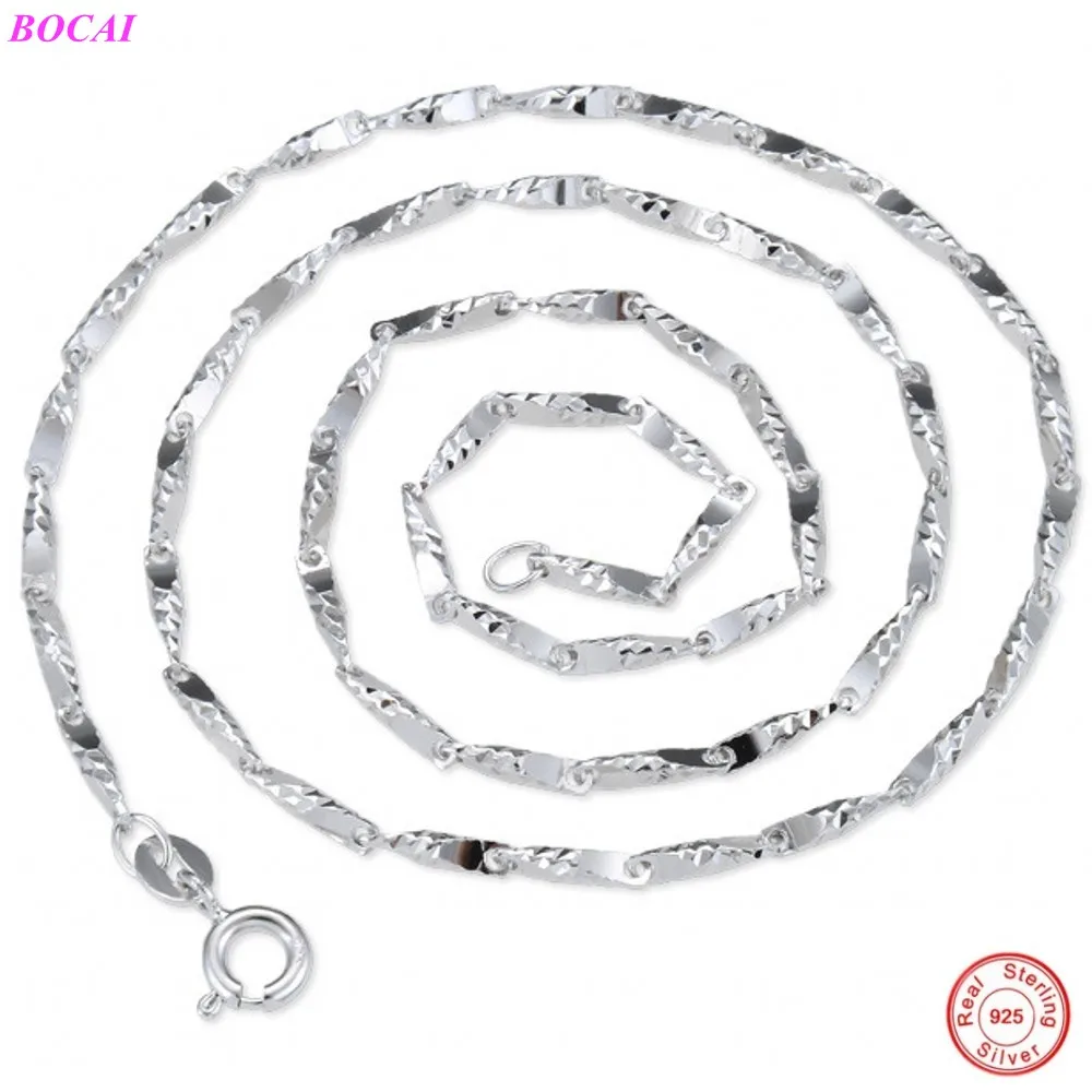 BOCAI S925 Mincový Striebro náhrdelník žena kľúčnu kosť Náhrdelník multi špecifikácia mužov 1.0 kolo závit M 925 strieborný náhrdelník