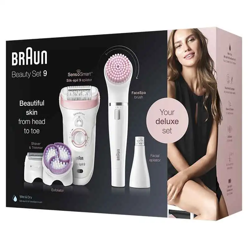 Braun Silk-épil 9 9/975, žena elektrické depilator, Kozmetický Set SensoSmart, suché a mokré použitie, vrátane Braun FaceSpa