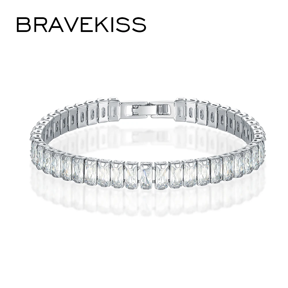 Bravekiss Luxusné Obdĺžnik Jasné, 3A+ CZ Náramky pre Ženy Priateľmi Náramky Tenis Náramok Prívesky, Šperky Femme UB0182