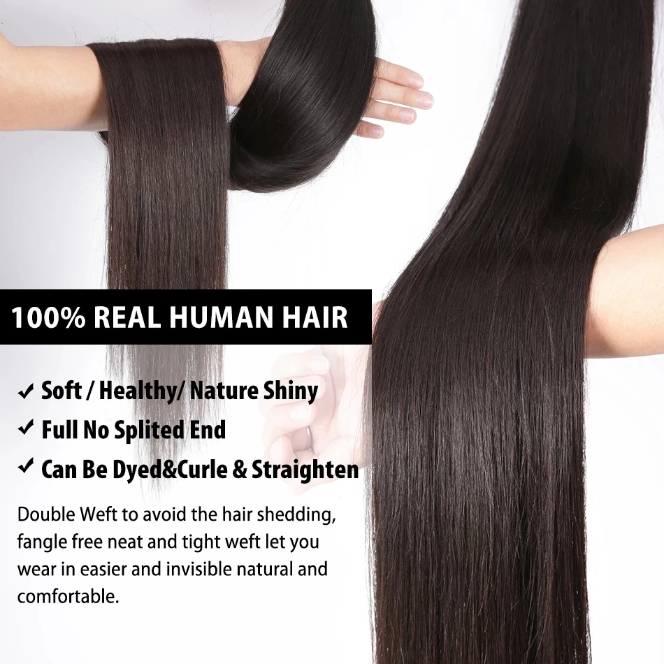 Brazílsky Vlasy Väzbe Zväzky Rovno Ľudské Vlasy 28 30 40 Palcový 1 3 4 Dlhé Vlasy Zväzky Prirodzené Farby Remy Vlasy Rozšírenie