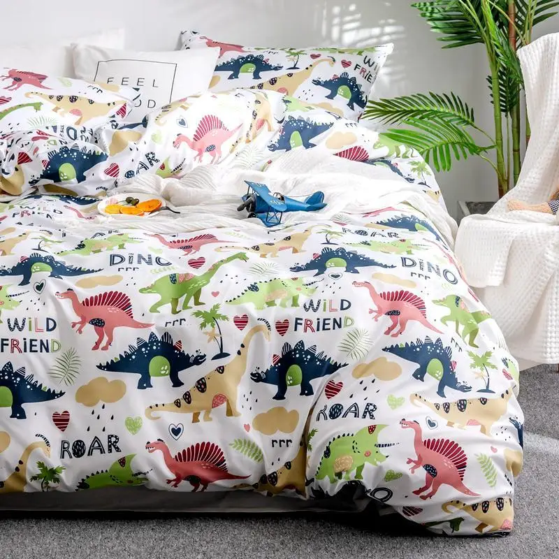 Bytový Textil Cartoon Dinosaura posteľná bielizeň Sady Detí Beddingset Posteľná Bielizeň Perinu obliečka na Vankúš/posteľná Sady #s