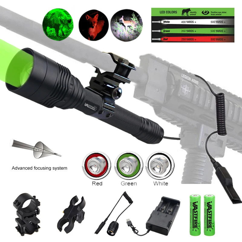 C11 Taktické Zoomovateľnom Lov Baterka XRE Červená Zelená Biela Predator LED Svetlo Zameranie Nastaviteľné Pochodeň Vonkajšie Puška Zbraň Svetlo