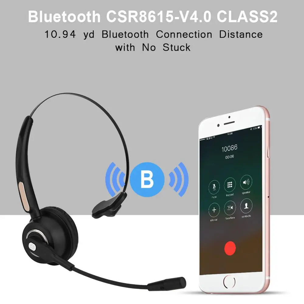 Call Centrum Bluetooth Headset Bezdrôtový Nad Hlavu Šumu Slúchadlá pre Kamiónov Vodiči Office Telefóny