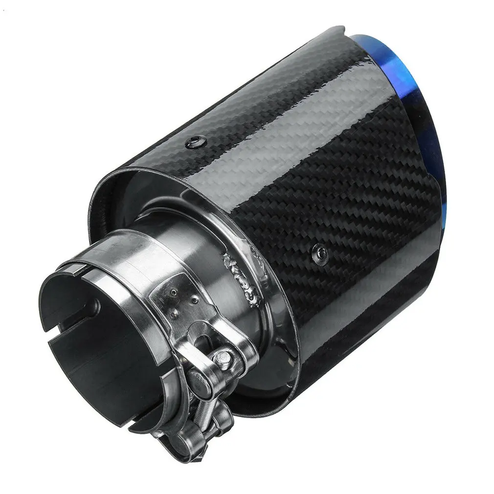 Carbon Fiber Chvost Hrdla Modrá Rovný Okraj 63-89mm Jeden z Uhlíkových Vlákien Auto Výfukového Potrubia Šál Koniec Tip Výfuku