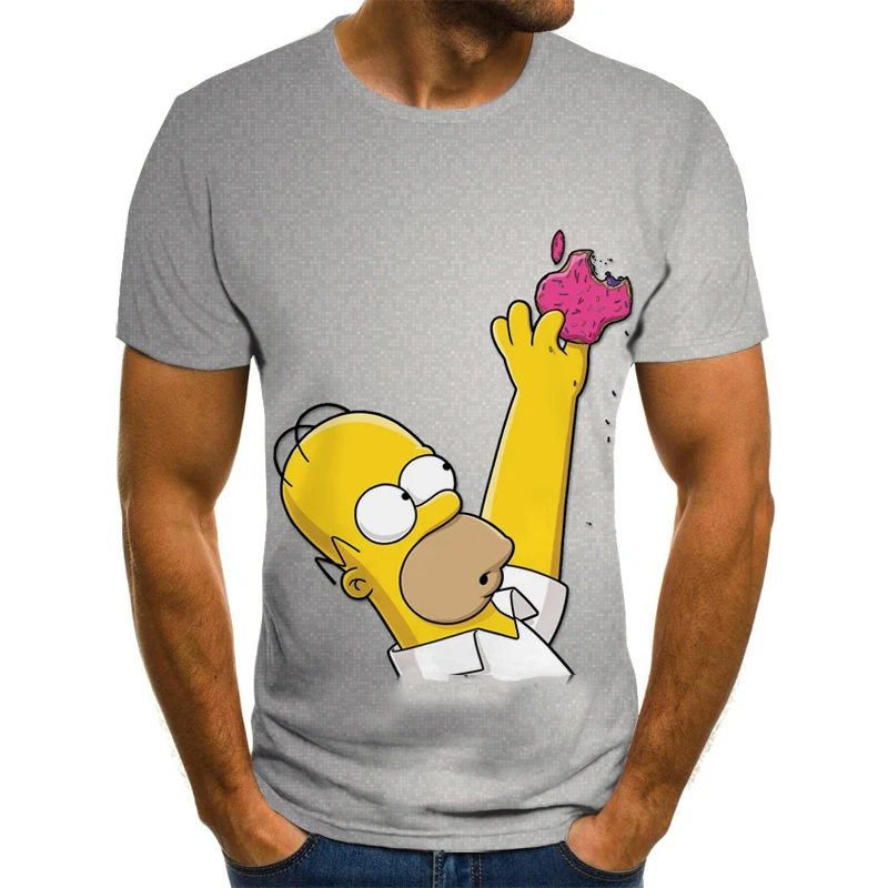 Cartoon 3D Tlač Simpson Streetwear Mužov a Žien T-shirt Harajuku T-shirt Odev okolo Krku Dizajn Teen T-shirt
