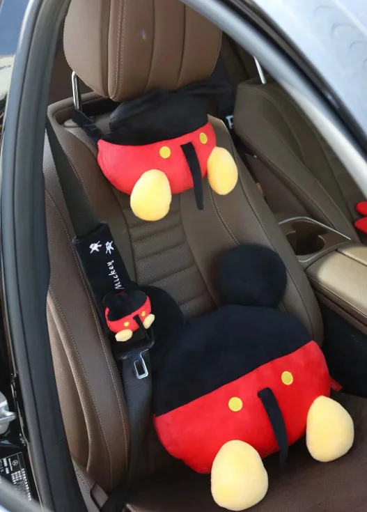 Cartoon Plyšové Hračky Mickey Tkaniva Kryt Auto Stoličky Krčný Vankúš Pás Kryt Darček K Narodeninám #4712