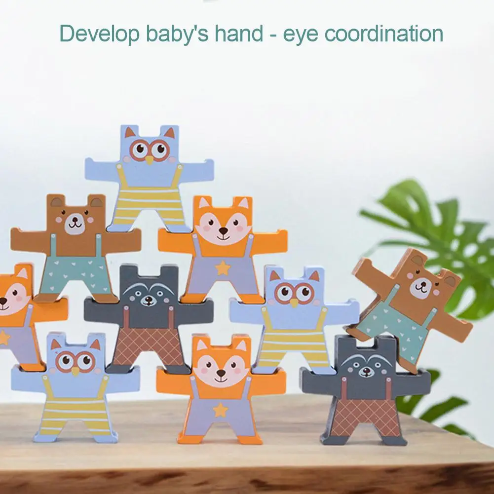 Cartoon Rovnováhu Medveď Bloky Montessori Výchovy Drevené Skoré Vzdelávanie Cvičenie Darček Deti Hračky, Deti Skladaný Hry, Hračky