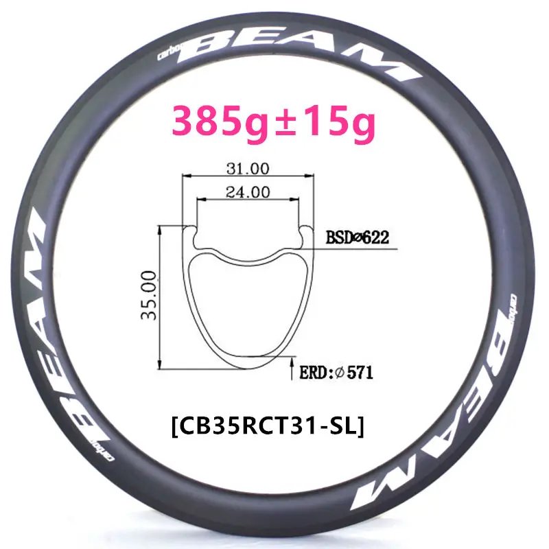 [CB35RCT31-SL] Ultralight 385g 31mm široké 35 mm Hĺbka 700 C Uhlíka Štrku CX Cestnej Ráfiky Clincher Bezdušové kompatibilné uhlíka kolesá
