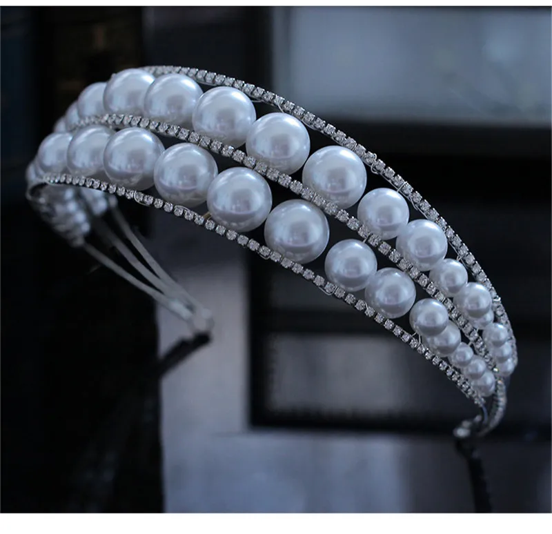 CC Koruny Tiara Hairband hlavový most Pearl Módne Šperky, Svadobné Doplnky do Vlasov pre Ženy, Svadobné Party Pláži Hairwear Darček XY419