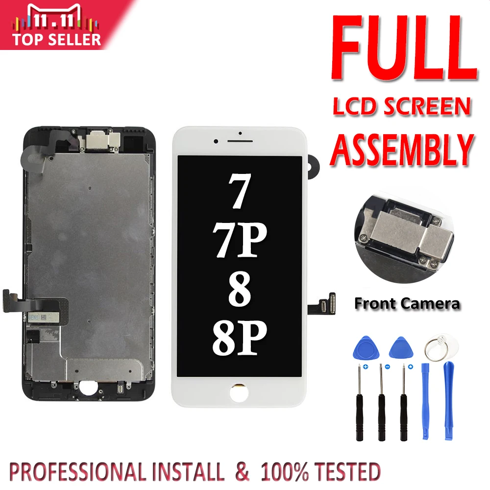Celý Set Kompletný LCD displej pre iPhone 7G 8G 7 8 Plus LCD Kompletnú Montáž Displeja Dotykový Displej Digitalizátorom. Fotoaparát na Prednej strane Žiadne Tlačidlo Domov