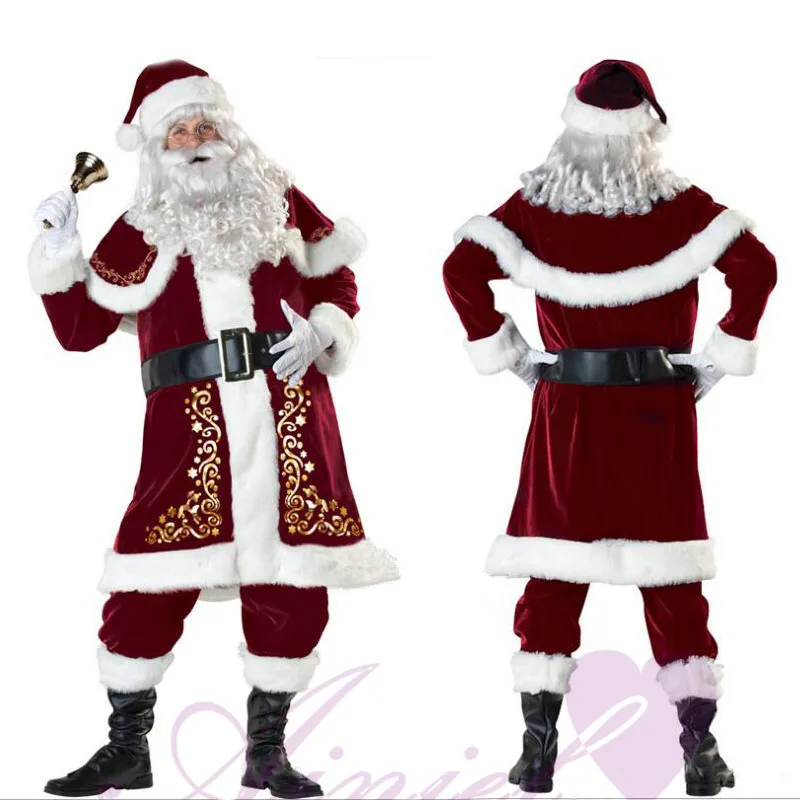 Celý súbor Dospelých Santa Claus, ježiško Kostýmy, Červené Vianočné Šaty, Oblek Santa Vianočné Darčekové Luxusný Oblek