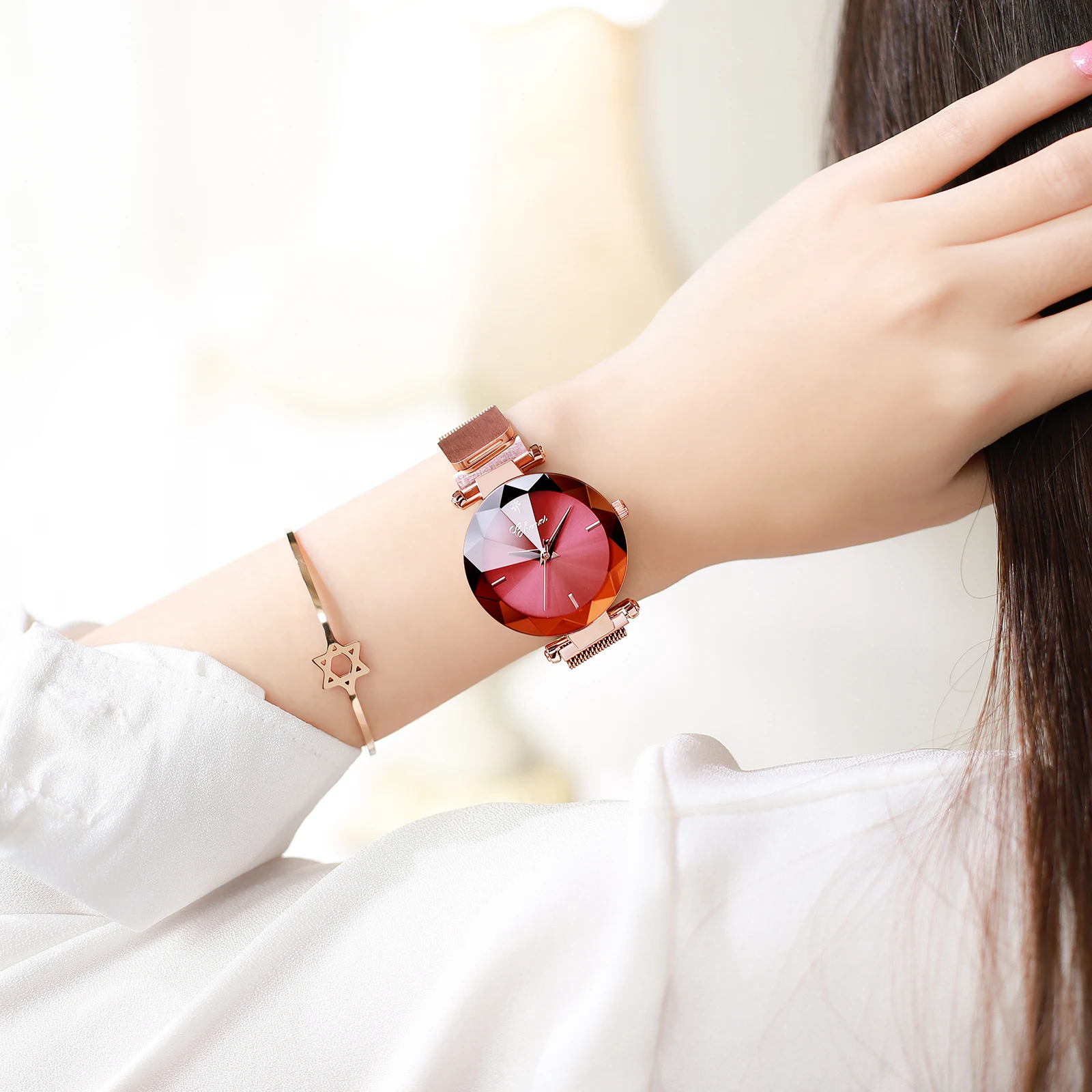 CHENXI Luxusné Quartz Hodinky Pre Ženy Diamond Zrkadlo Módne Nerezová Oceľ Magnetické Popruh Nepremokavé Darček Šaty Náramkové hodinky