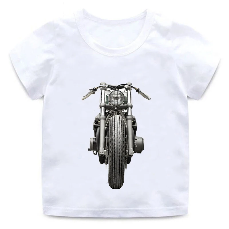 Chlapci a dievčatá bavlna kolo krku T-shirt retro motocykel tlač vzor detské letné pohodlné univerzálny bežné nosenie