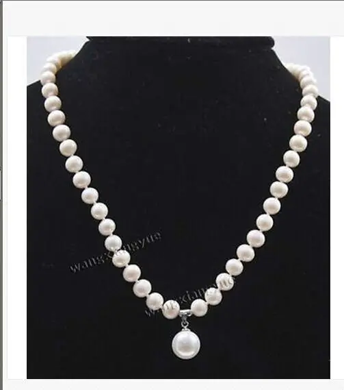 Classic9-11 mm south sea kolo white pearl náhrdelník s príveskom, 18