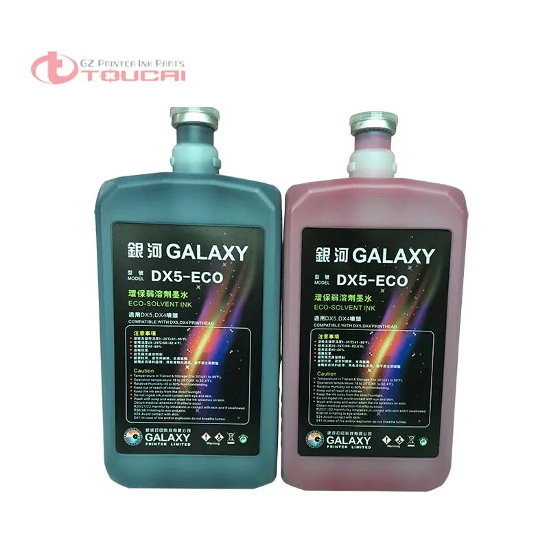 CMYK 4 Fľaše / set Galaxy UD DX5 Eco solventná atrament pre dx4 dx5 hlavu tlačiarne galaxy dx5 atrament