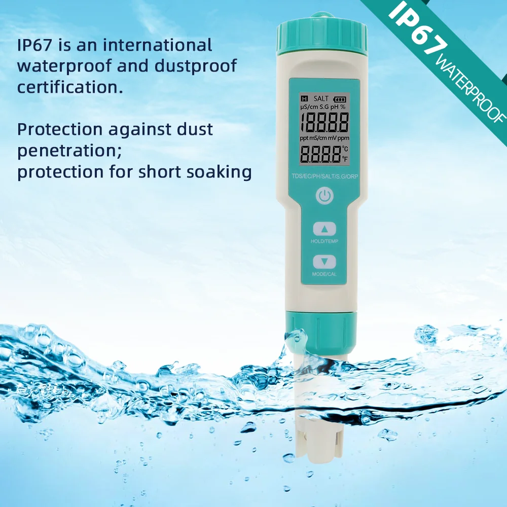 COM-600 7 v 1TDS/ES/PH/SOĽ/S. G/ORP/Temp Meter Vody Monitorovanie Kvality Tester IP67 PH Meter potravín, Pitnej Vody Akvária 40%Off