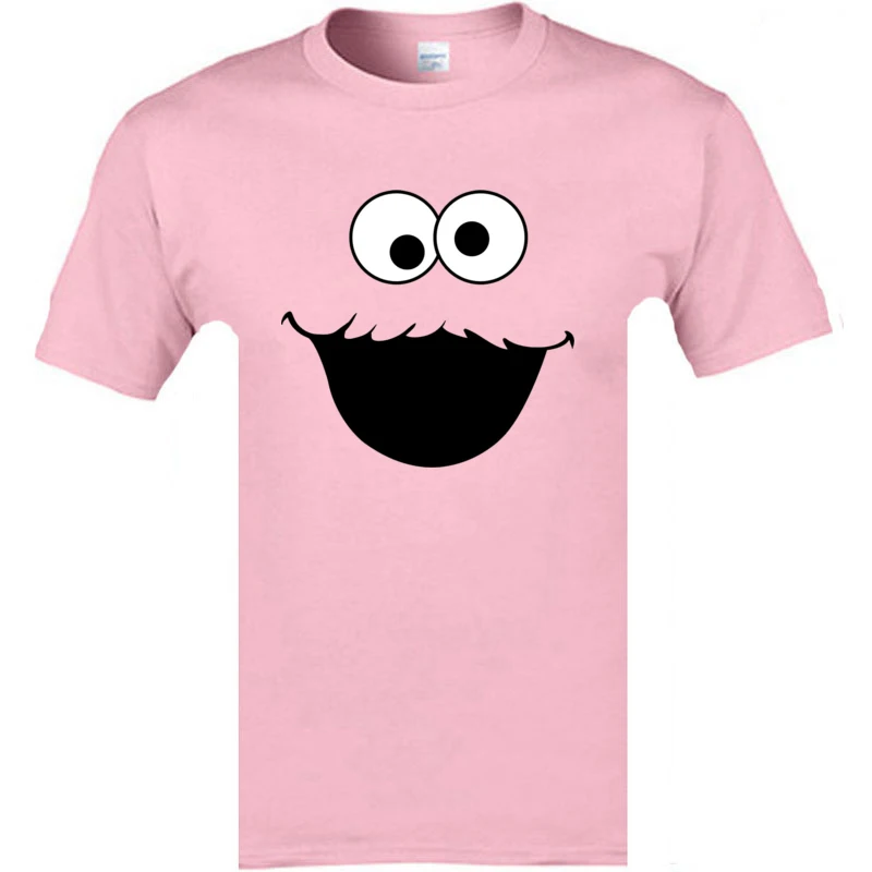 Cookie Monster Očí Úsmev Na Tvár Zábavné Tričká Populárny Dizajn Čistej Bavlny Cartoon Tee Košele Pre Mužov Okolo Krku Jeseň Camisetas