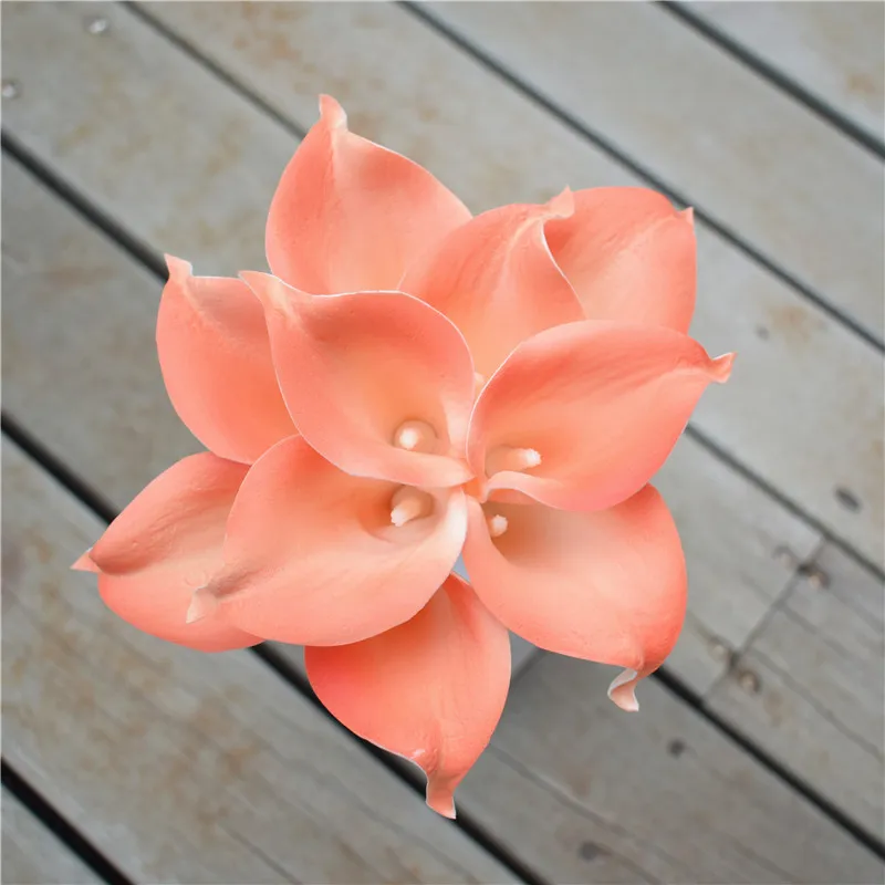 Coral Kvety Skutočný Dotyk Kala Ľalia Kytice Pre Svadobné Družičky Nevesty Corsage DIY Kvet nad 20colors výber