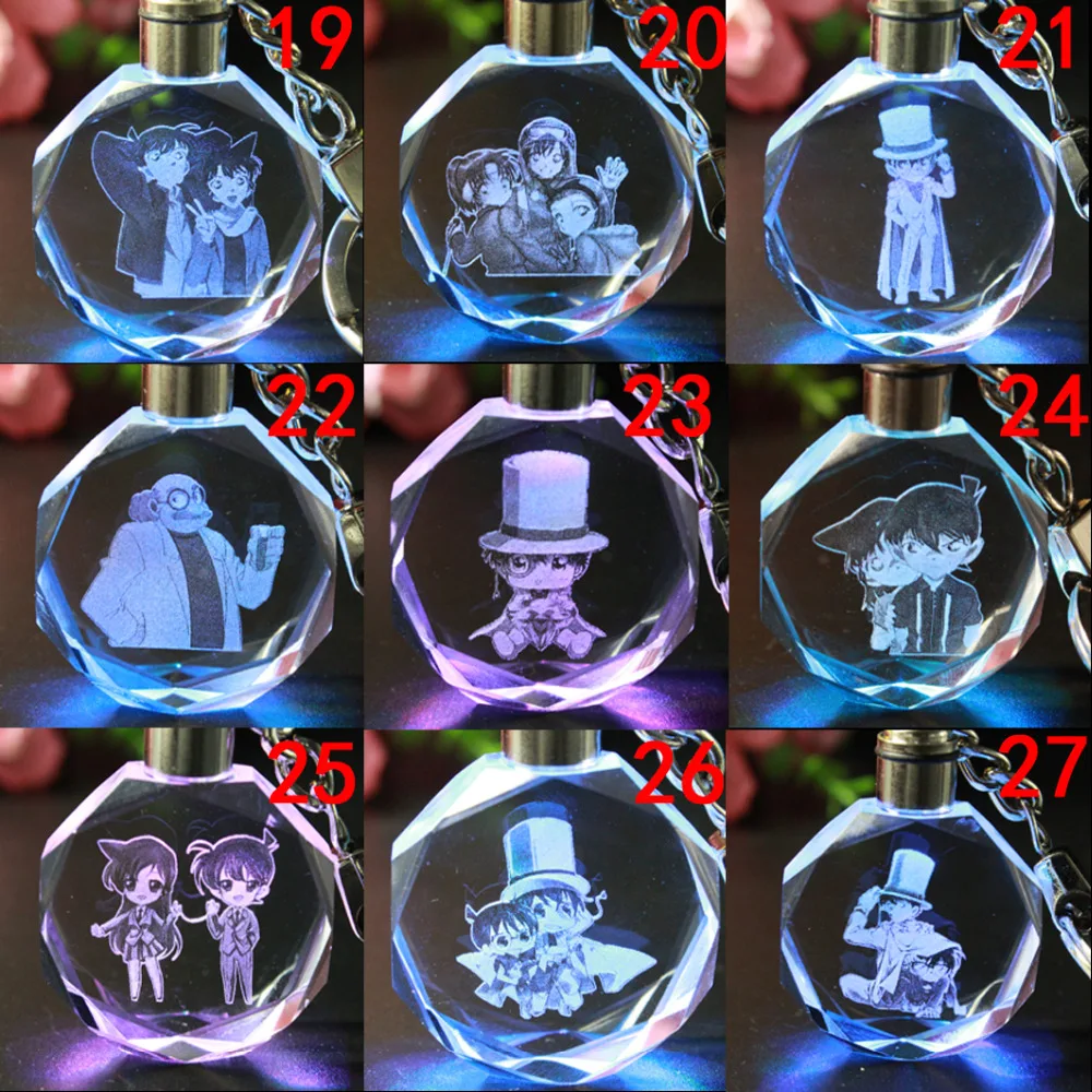COSANER Detective Conan Úlohu Anime Prispôsobené LED kľúčenky Keyring Crystal Keychain Svetlo Keyholder Unisex Dary