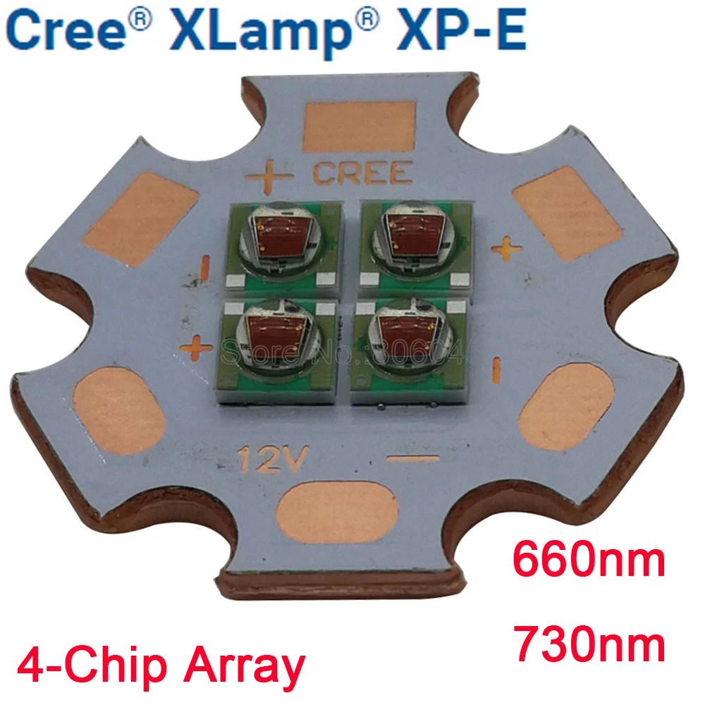 Cree XPE XP-E 4-Chip 10W Fotografiu Červená 660nm ďalekosiahle 730nm LED Žiarič, Žiarovka, 4-LED Multi-chip Pole LED s 20 mm Cooper PCB