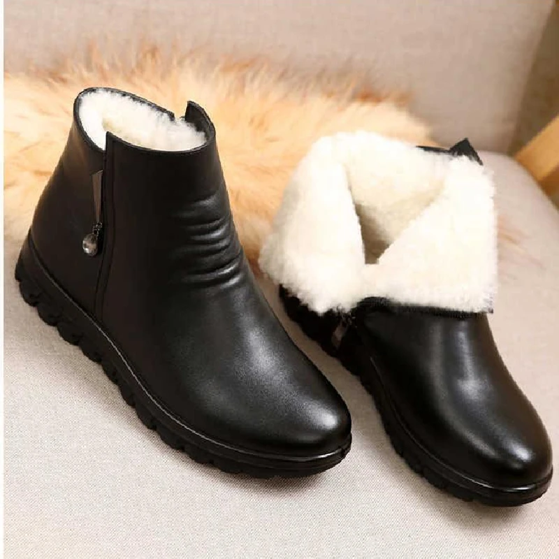 Cresfimix lady vysokej kvality black pu koža kolo prst krátke topánky, ženy móda zime teplé kožušiny topánky botas femininas a6393