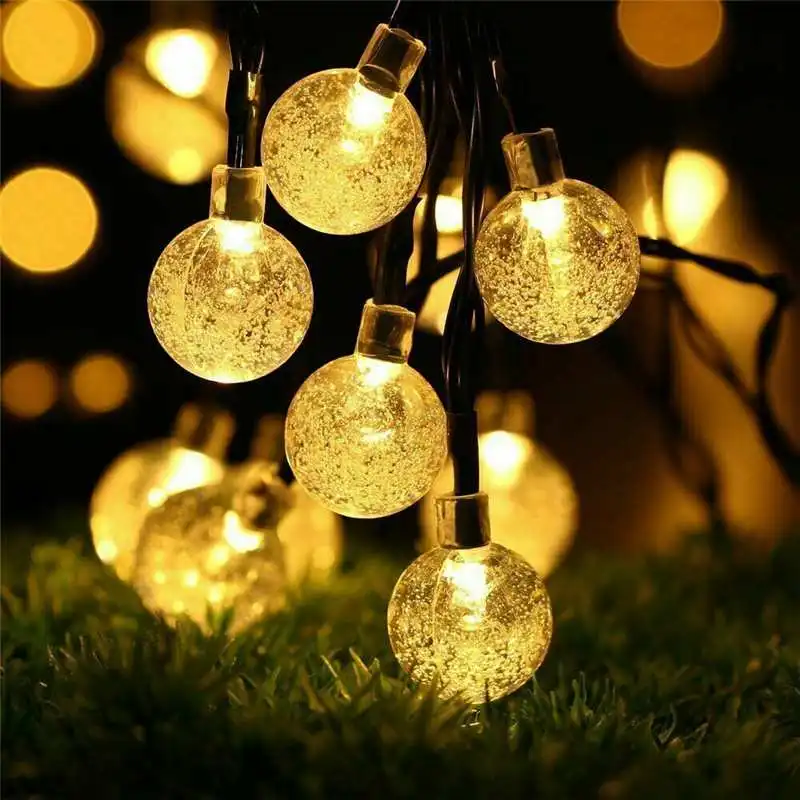 Crystal Ball Solárne String Svetlo 40 Ft 100LED Osvetlenie String Nepremokavé Osvetlenie Napájané Rozprávky pre Vianočné Dekorácie