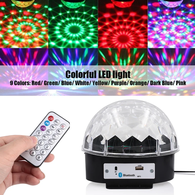 Crystal Magic Ball Svetlo Bluetooth 4.0 Projektor Ovládanie Hlasom Svadobné Dodávky LED Hudba Svetlo Farebné MP3 Reproduktor