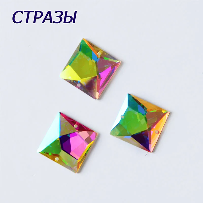 CTPA3bI 2308TH Námestie Crystal AB Dva Otvory Kamienkami DIY Oblečenie Kamene Vyšívanie, Crystal Šperkov Pre Šaty, Tašky Dekorácie