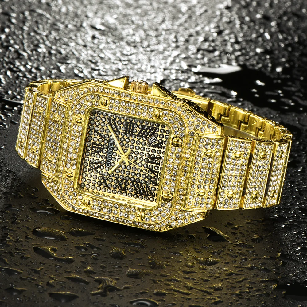CURDDEN Luxusné Značky Hodiniek Pánske Módne Diamond Zliatiny Kapela Kalendár Quartz Hodinky Zlaté Návrhár hodinky. Montres de Marque de Luxe