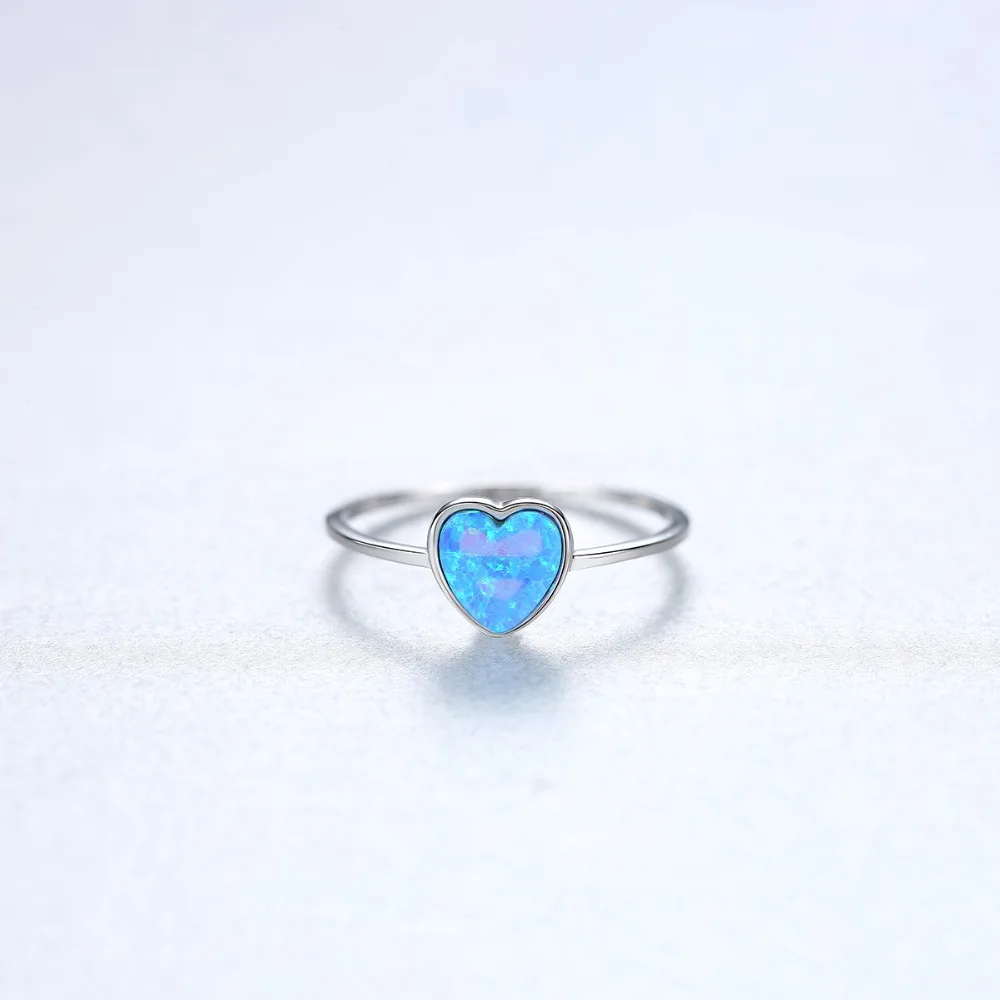 CZCITY Romantický 7mm Srdce Fire Opal Prstene pre Ženy 925 Sterling Silver 3 Farby, Elegantný Tenký Kruh Zásnubné Prstene Jemné Šperky