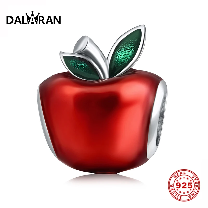 DALARAN, Rýdzeho Striebra Kúzlo 925 Červená Smalt Apple Korálky Fit Kúzlo Náramky pre Ženy Šperky Robiť Vianočné Darčeky