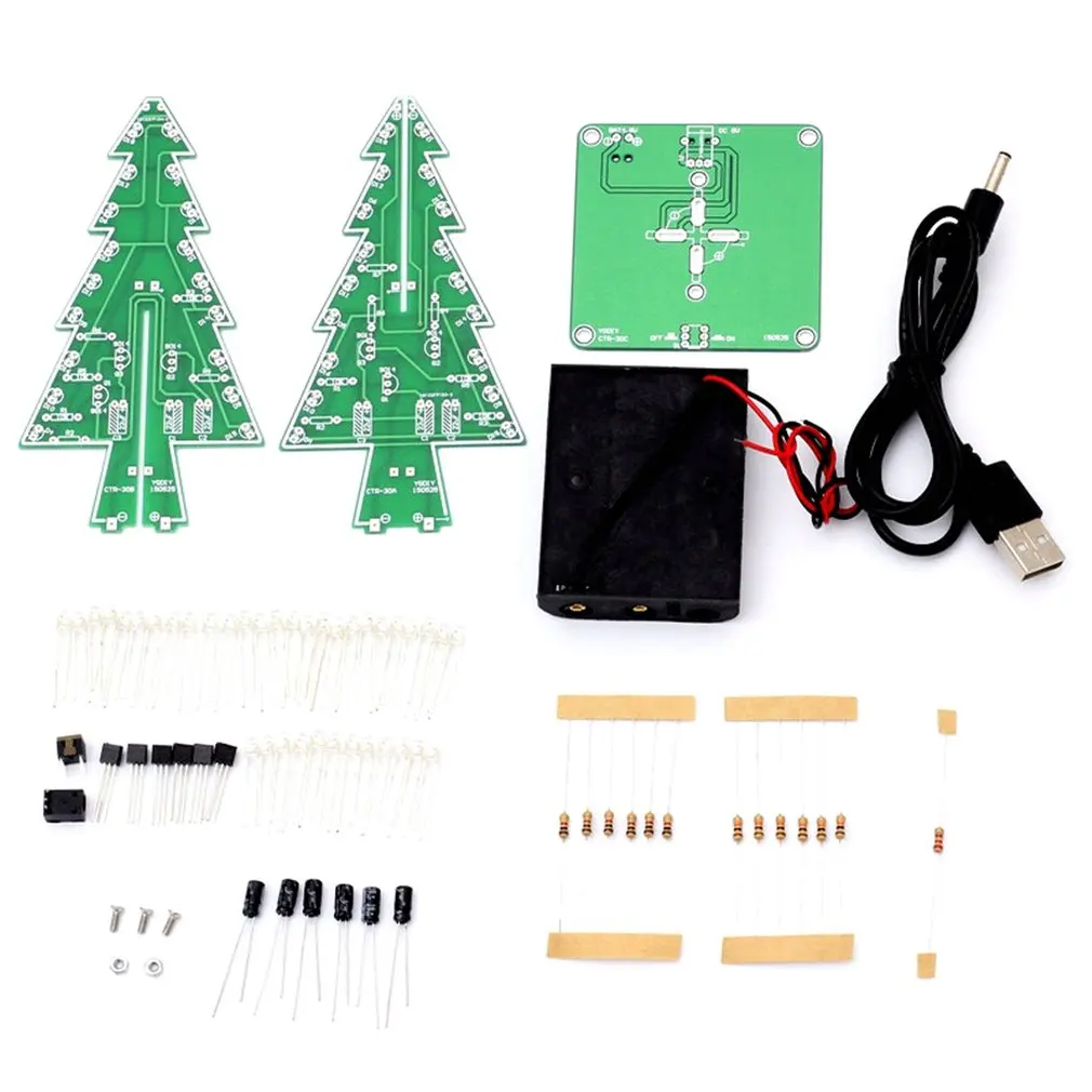 Dekor Elektronickej LED Bleskom Okruhu Časti Vianočný Strom 3D Strom LED DIY Kit ekologických materiálov